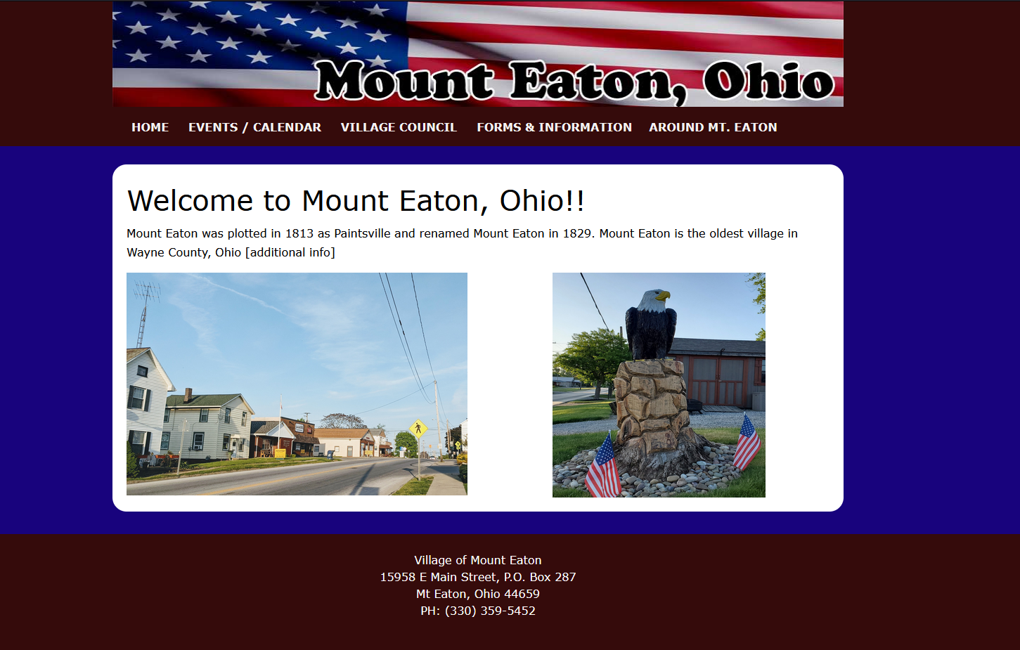 Website Design / Development - Village of Mount Eaton